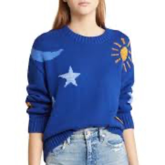 Rails Zoey Celestial Crewneck Sweater In Cobalt Gold Galaxy S - Picture 2 of 15
